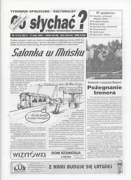 Okładka gazety Co słychać? - nr 13 (41) 1998